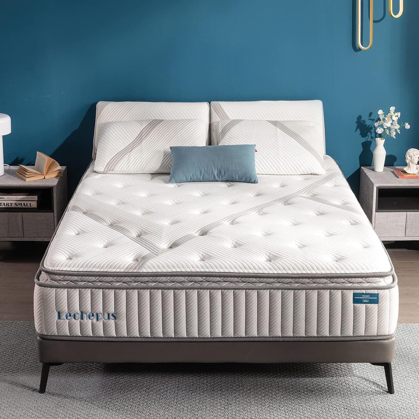 NEW - King Size Mattress, Lechepus 12 Inch Cooling Gel Memory Foam Hybrid Mattress with Pocket Innerspring, Medium Firm Pillow Top Mattress for Supportive & Pressure Relief - Retail $787