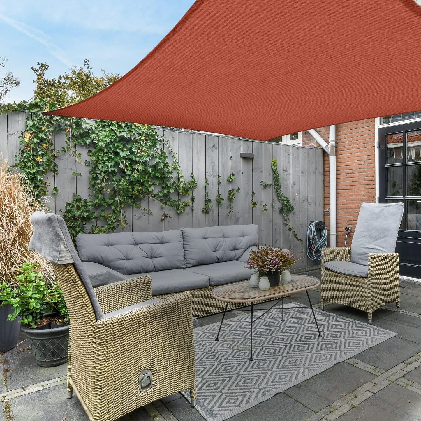 NEW - AsterOutdoor Sun Shade Sail Rectangle 8' x 12' UV Block Canopy for Patio Backyard Lawn Garden Outdoor Activities, Terra - Retail $28