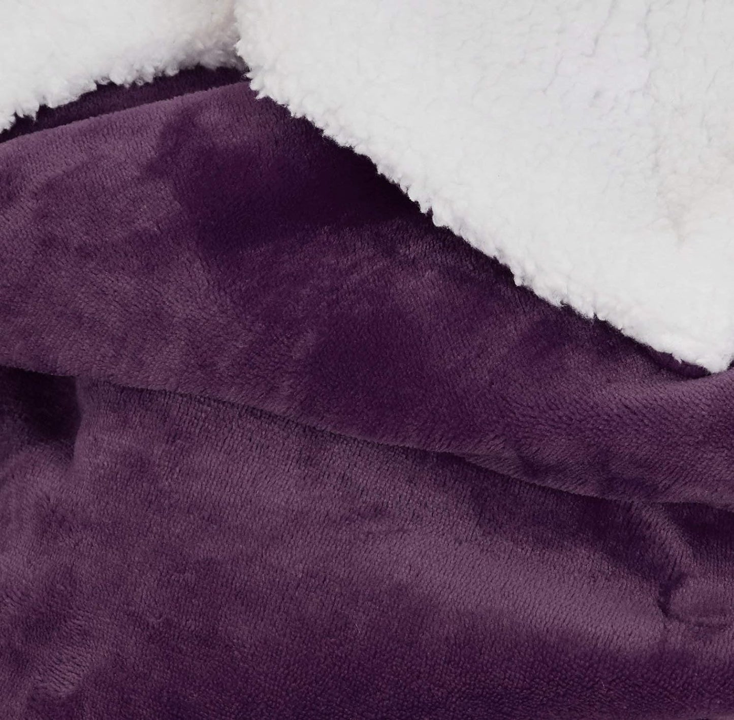 NEW in BAG - Amazon Basics Ultra-Soft Micromink Sherpa Blanket, Throw, Plum - Retail $28