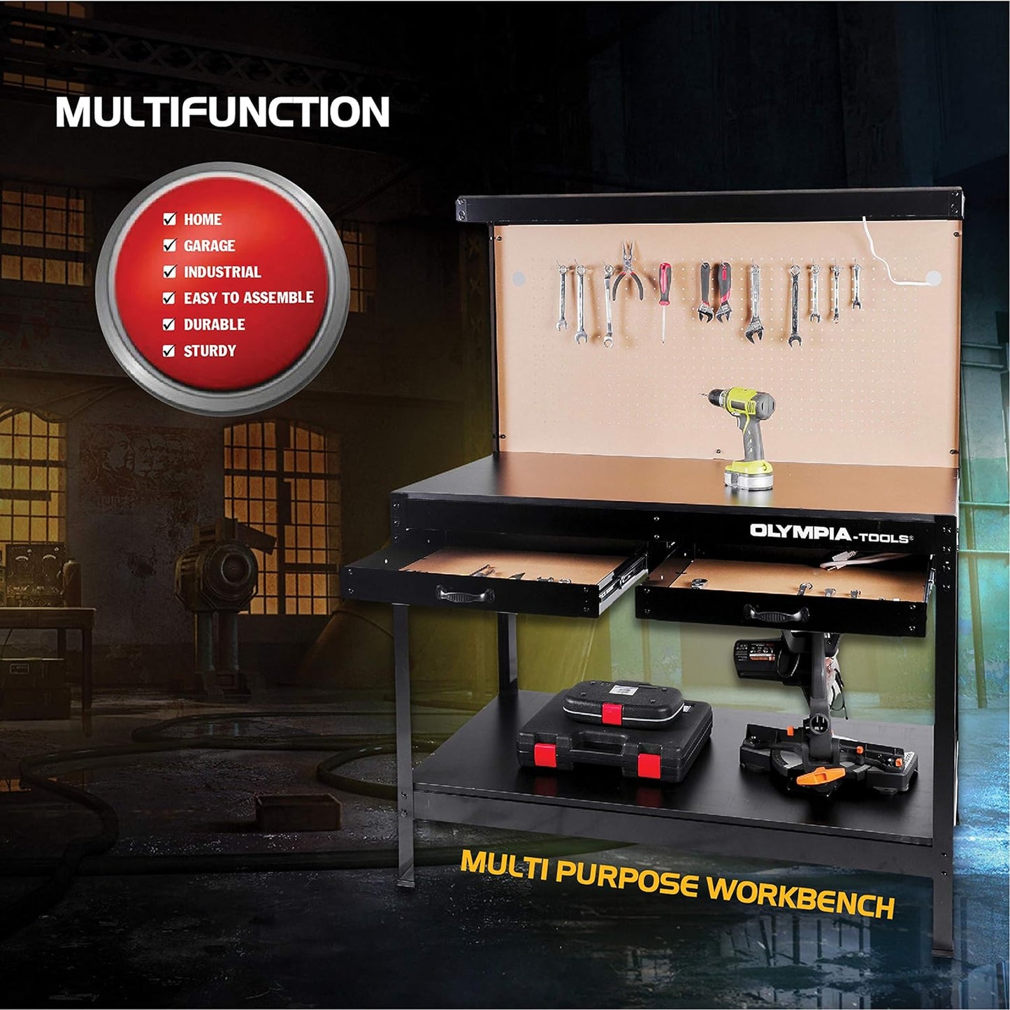 NEW - Olympia Tools Multi-Purpose Workbench With Light, 82-802 , Black - Retail $199