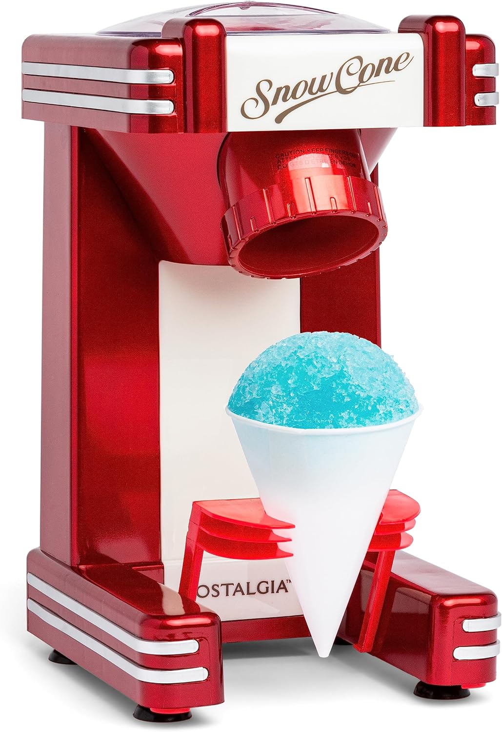 NEW - Nostalgia Snow Cone Shaved Ice Machine - Retro Table-Top Slushie Machine Makes 20 Icy Treats - Includes 1 Reusable Plastic Cup - Retro Red - Retail $37