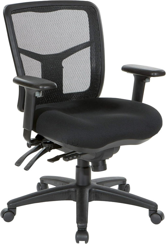 NEW - Office Star ProGrid Breathable Mesh Manager's Office Chair with Adjustable Seat Height, Multi-Function Tilt Control and Seat Slider, Mid Back, Coal FreeFlex Fabric - Retail $205