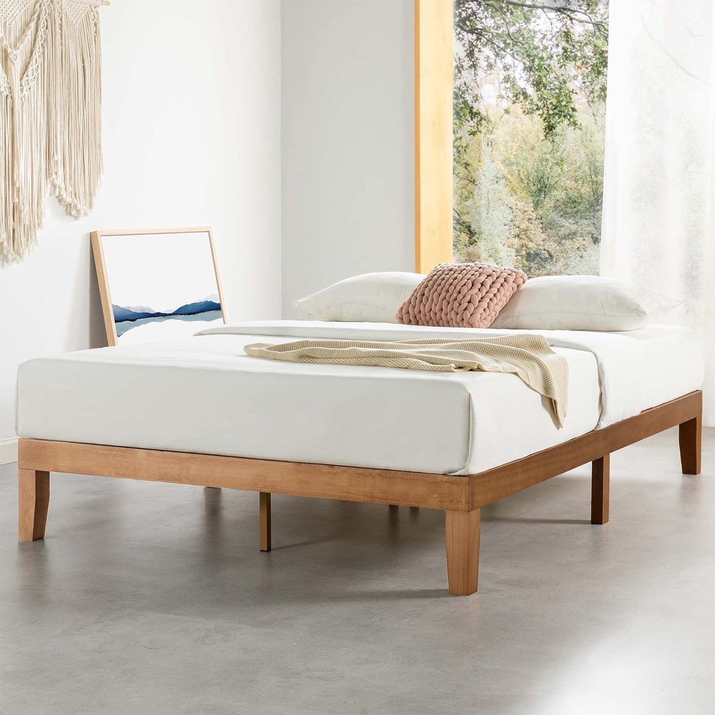 NEW - Mellow Naturalista Classic - 12 Inch Solid Wood Platform Bed with Wooden Slats, No Box Spring Needed, Easy Assembly, King, Natural Pine - Retail $215