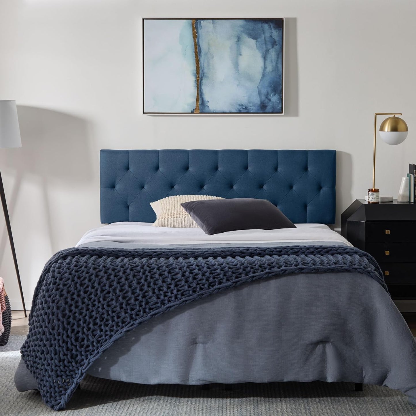 NEW - LUCID KING / Cali-King - Mid-Rise Upholstered Headboard - Diamond Tufted  - Retail $129