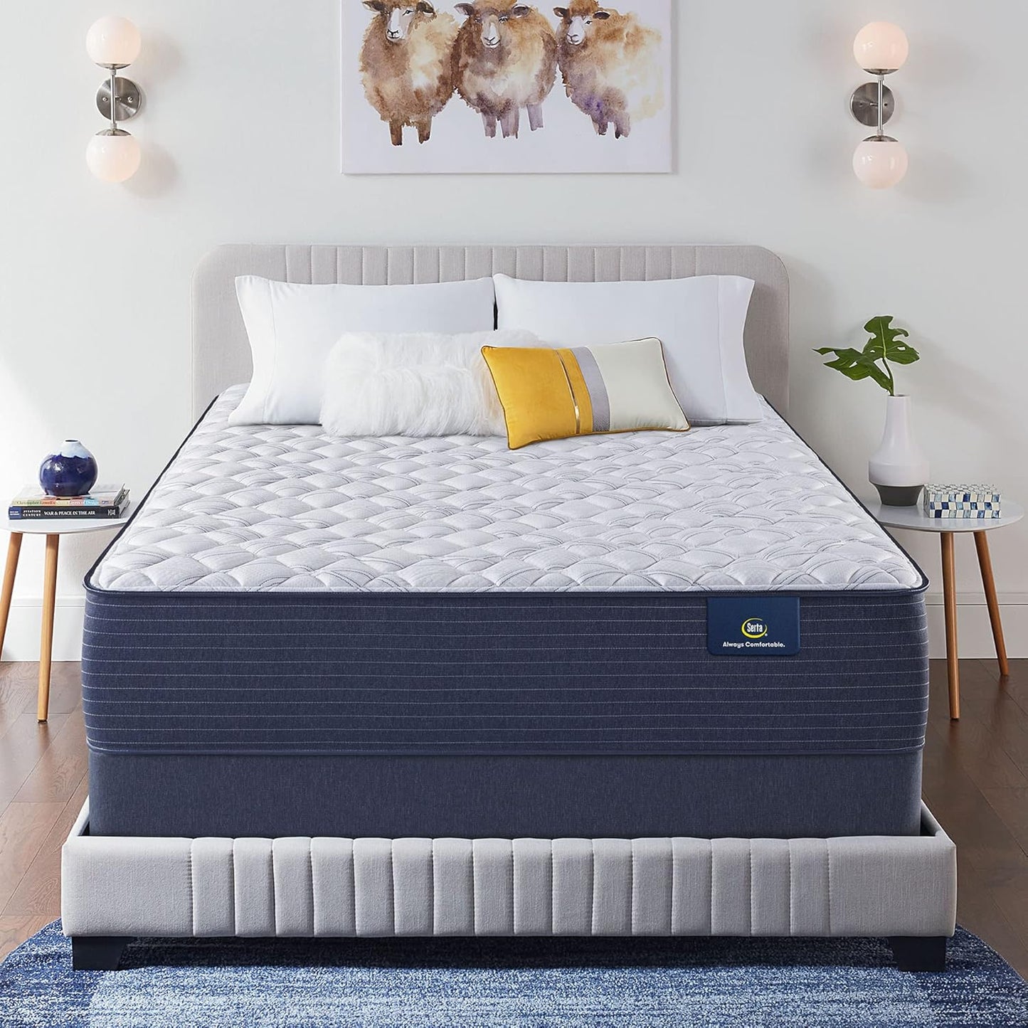 NEW - Serta - 13" Clarks Hill Elite Extra Firm King Mattress, Comfortable, Cooling, Supportive, CertiPur-US Certified, White/Blue - Retail $899