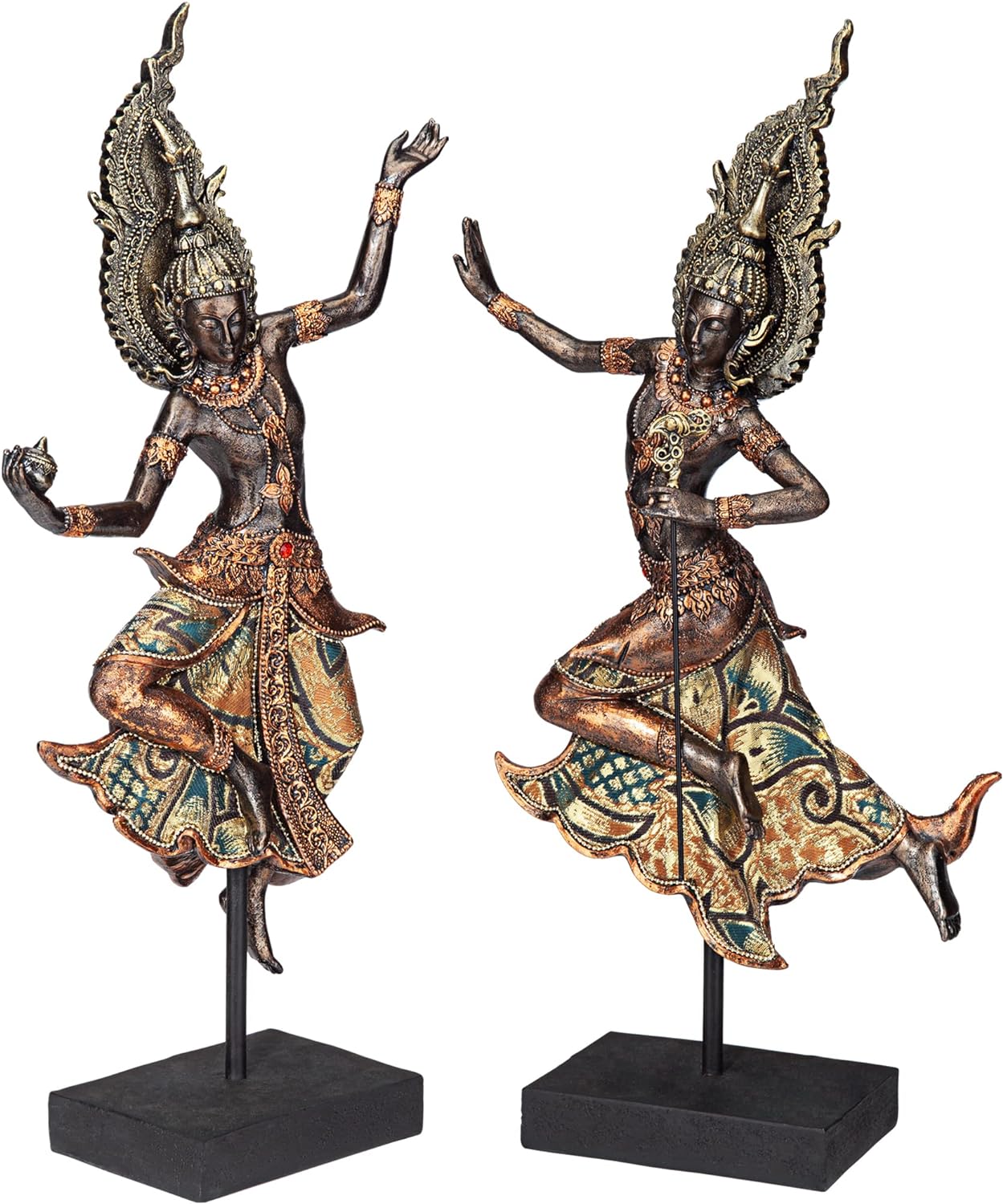 NEW - Design Toscano Thai Teppanon Temple Dancer Statues - Retail $100