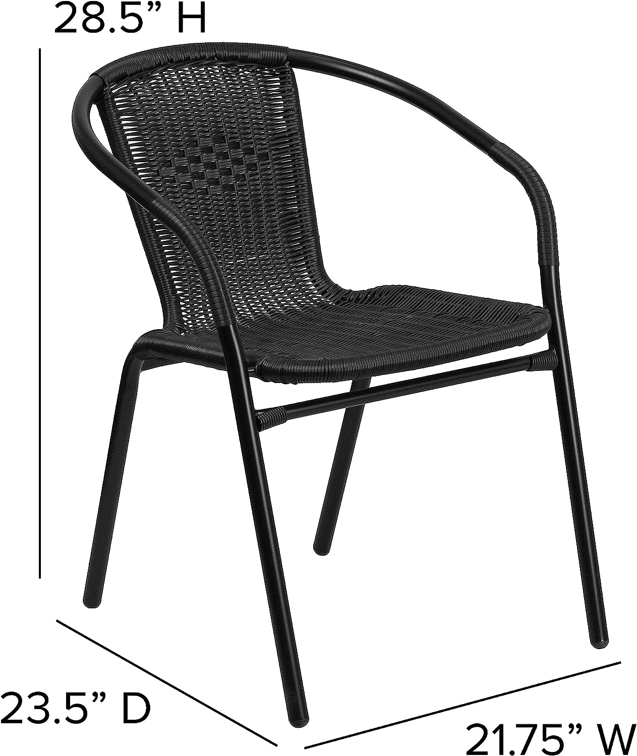 NEW - Flash Furniture Lila 4 Pack Black Rattan Indoor-Outdoor Restaurant Stack Chair | Versatile and Stylish Seating - Retail $169