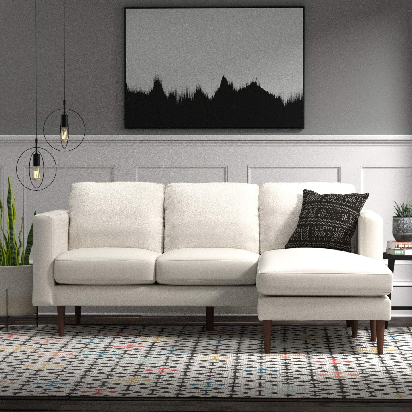 NEW - Rivet Revolve Modern Upholstered Sectional, Reversible Chaise, 80"W, Linen - Retail $1226