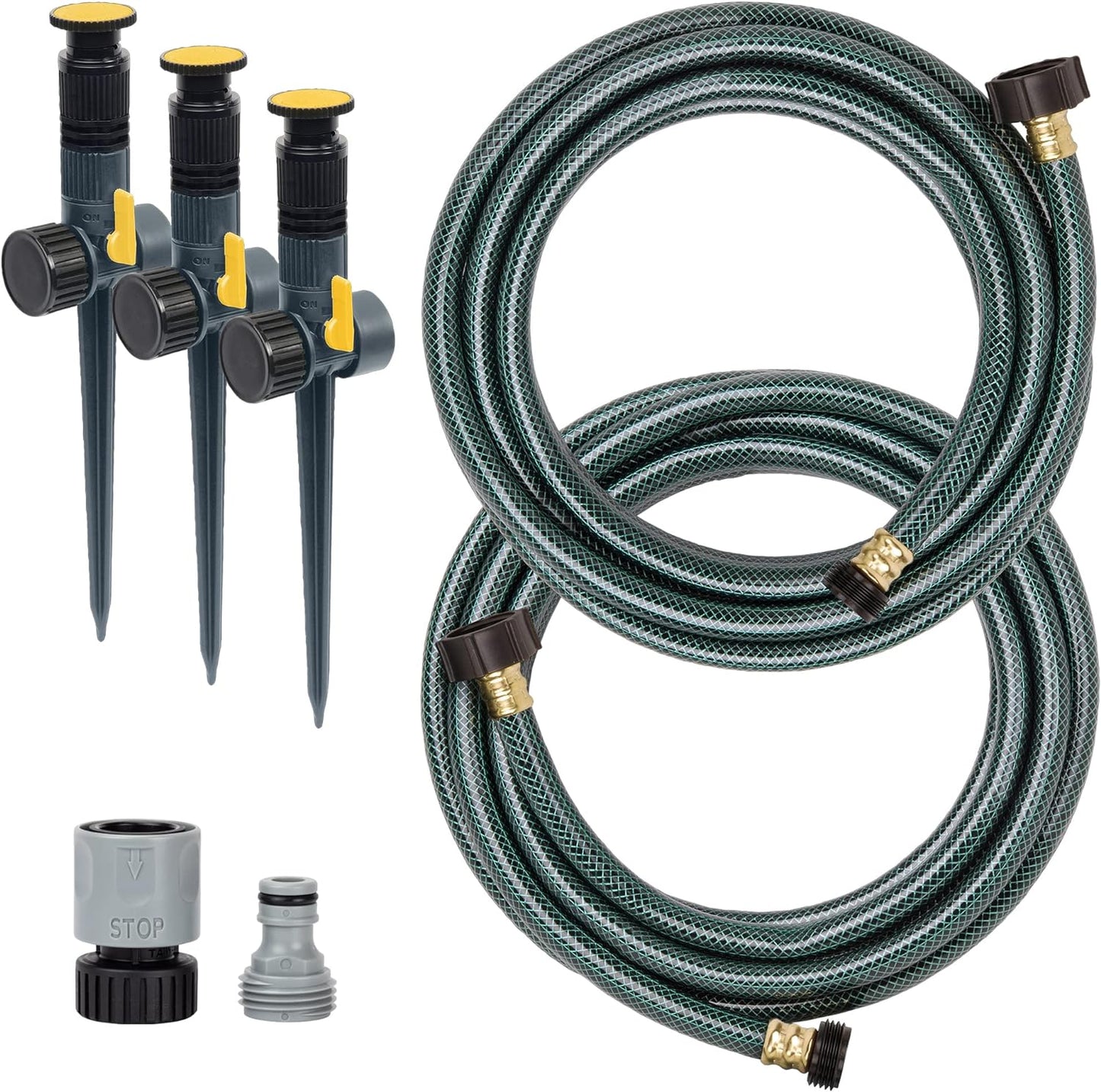 Melnor 65191AMZ Adjustable Spike Set Sprinkler Bundle, Green, Yellow - Retail $41