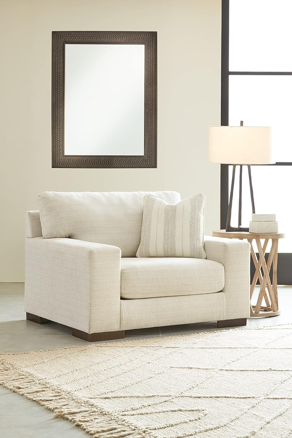 Like NEW - Signature Design by Ashley Maggie Contemporary Upholstered Chair and a Half, Beige - Retail $596