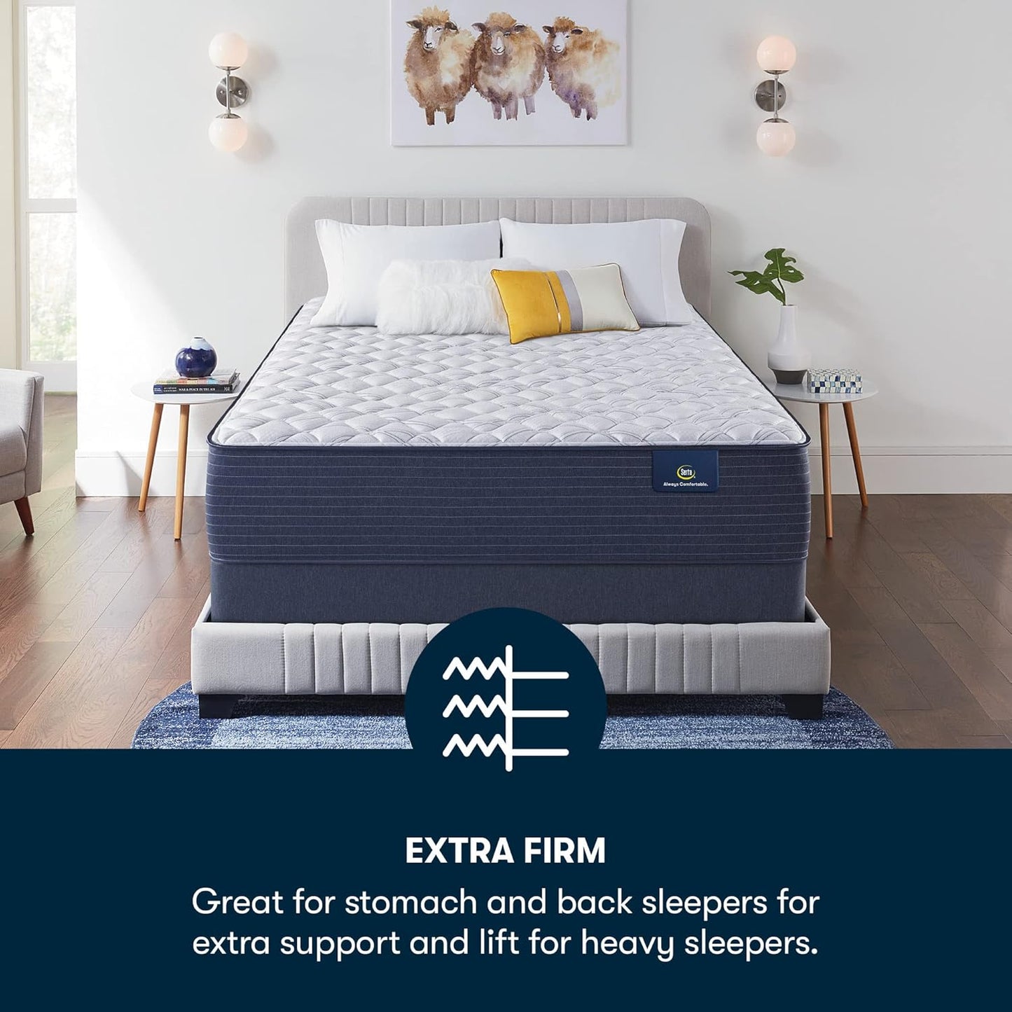 NEW - Serta - 13" Clarks Hill Elite Extra Firm King Mattress, Comfortable, Cooling, Supportive, CertiPur-US Certified, White/Blue - Retail $899