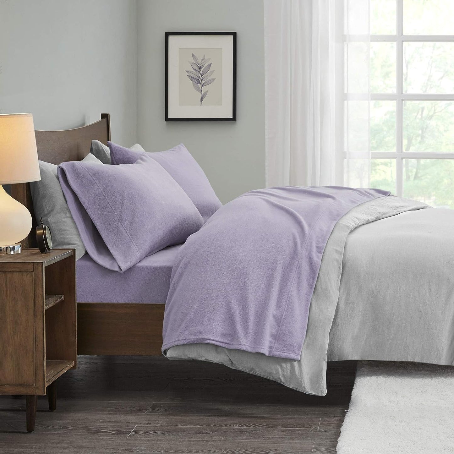 NEW - True North Micro Fleece Bed Sheet Set, Warm, 14" Deep Pocket, Queen, Lavender - Retail $39