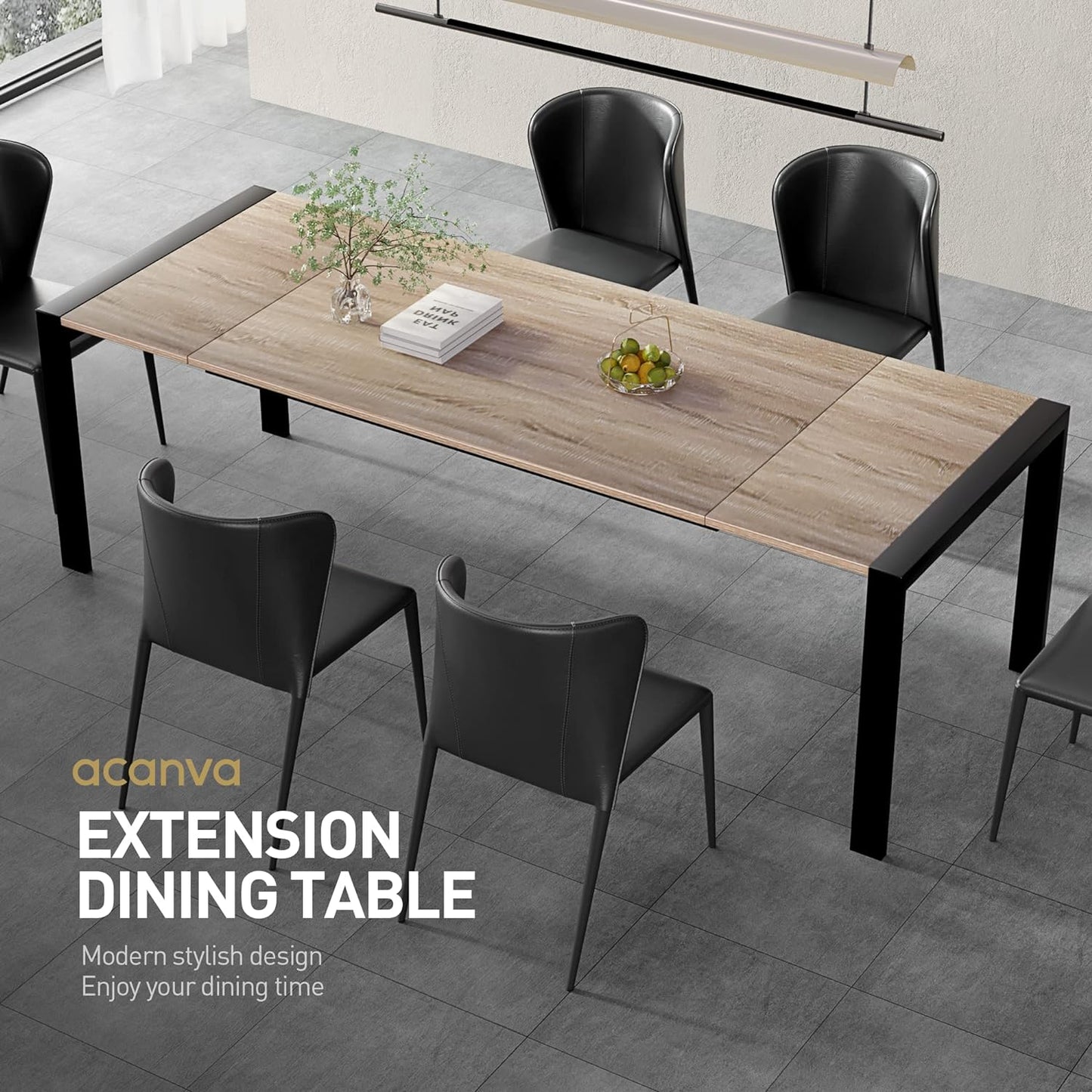 NEW in Box - Acanva Extension Rectangle Dining Table for 6 to 8, Two Expandable MDF Butterfly Leaves & Sturdy Base, Suited for Living Room, Office &Kitchen, Dx29.5”H, 63”(+31.4”) Wx35.5”Dx29.7”H, Sonoma - Retail $729