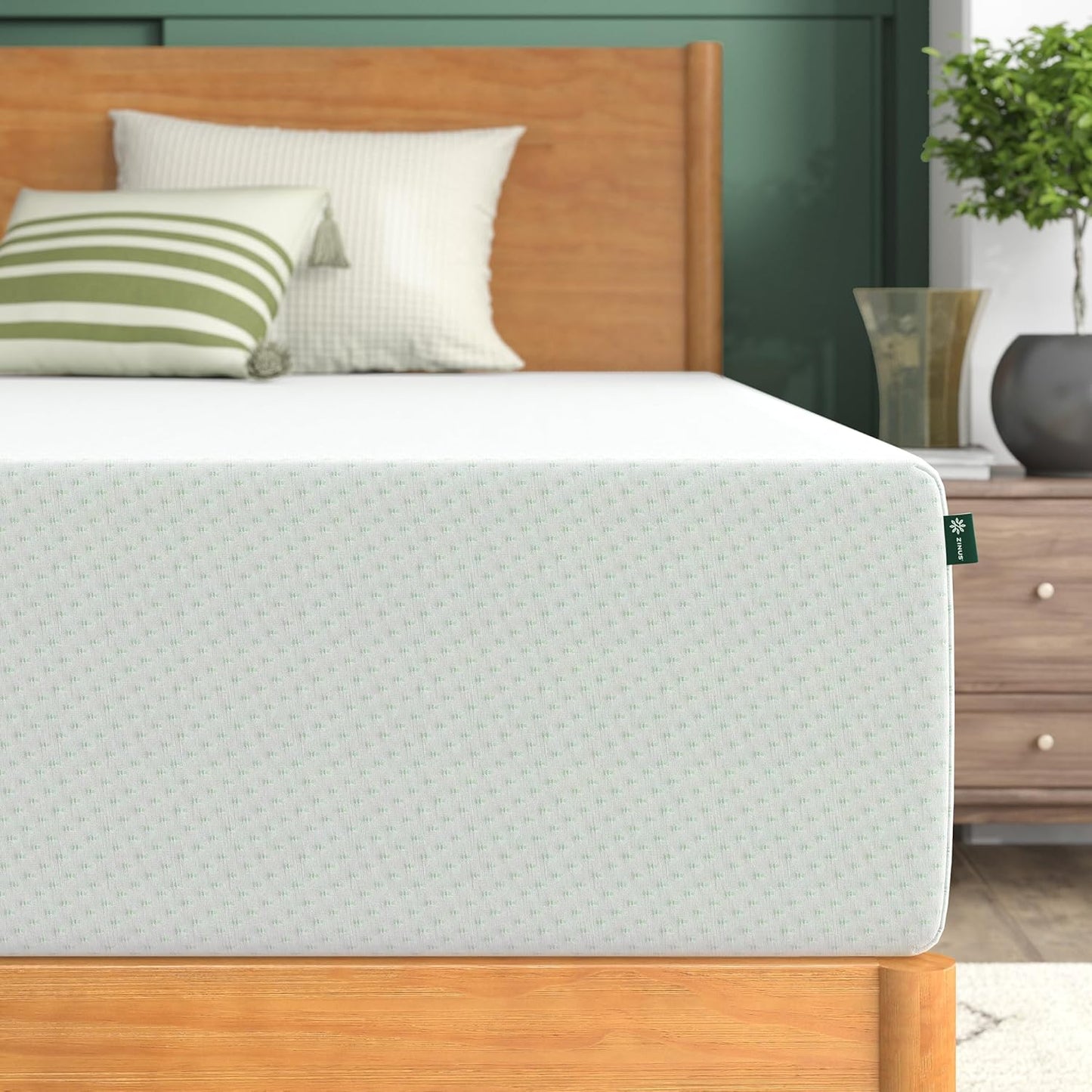 NEW - ZINUS 12 Inch CALI KING Green Tea Memory Foam Mattress, Fiberglass Free, Sturdy Base Foam, CertiPUR-US Certified, Mattress in A Box, White - Retail $439