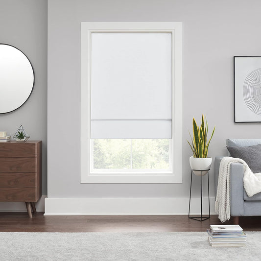 NEW - ECLIPSE Kylie Total Privacy Blackout Cordless Lined Window Roman Shade for Living Room, 39 in x 64 in, White - Retail $52