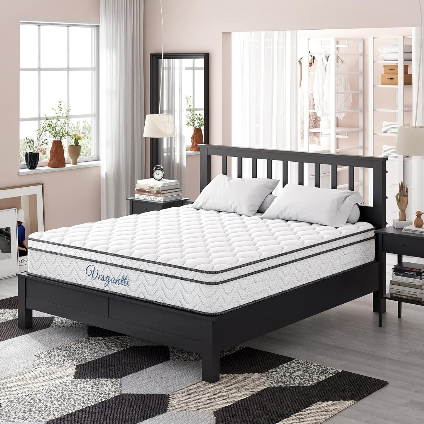 NEW - Vesgantti TWIN XL Mattress, 10 Inch Hybrid Mattress with Memory Foam & Pocket Spring, Ergonomic Design & Pressure Relief, Medium Firm Feel Mattress in a Box (39 x 80 x10 Inches) - Retail $259