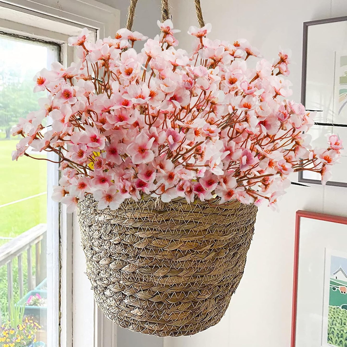 Uieke 8Pcs Artificial Cherry Blossom Flowers for DIY, Home, Wedding, Party Decor - Pink