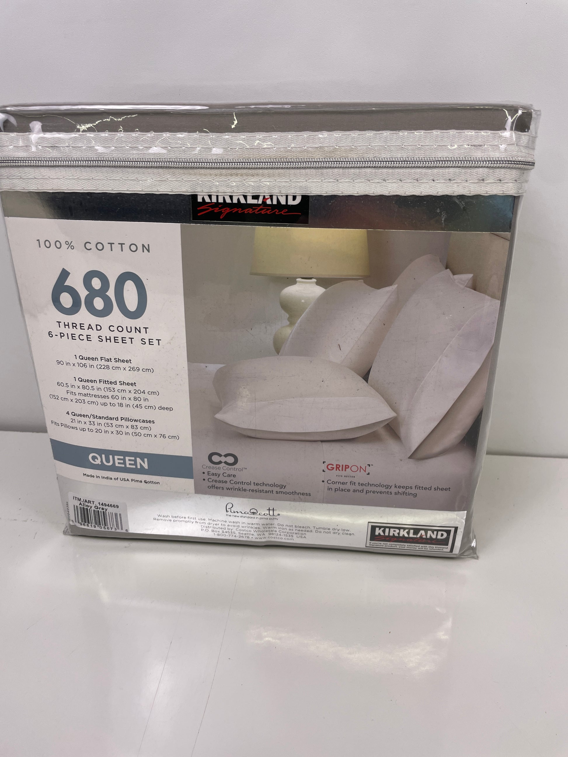 Kirkland Signature QUEEN 680 Thread Count Sheet Set - Retail $79