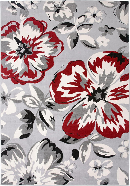 Rugshop Modern Floral Area Rugs 5' X 7' Red - Retail $49