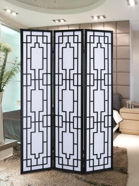 Roundhill Furniture Sudoku 3 Panel Room Divider Screen, Black - Retail $76