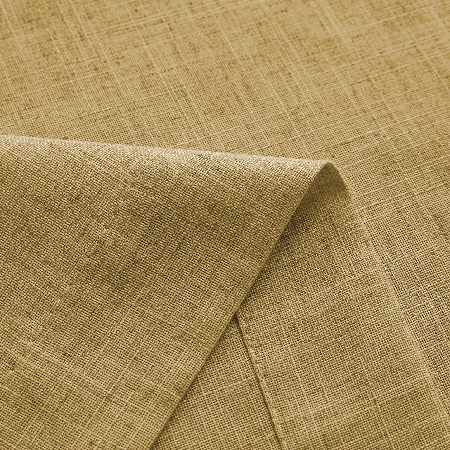 Mrs.Naturall Tan Back Tab Linen Blend Sheer Curtains for Bedroom 52x108 Inches Long