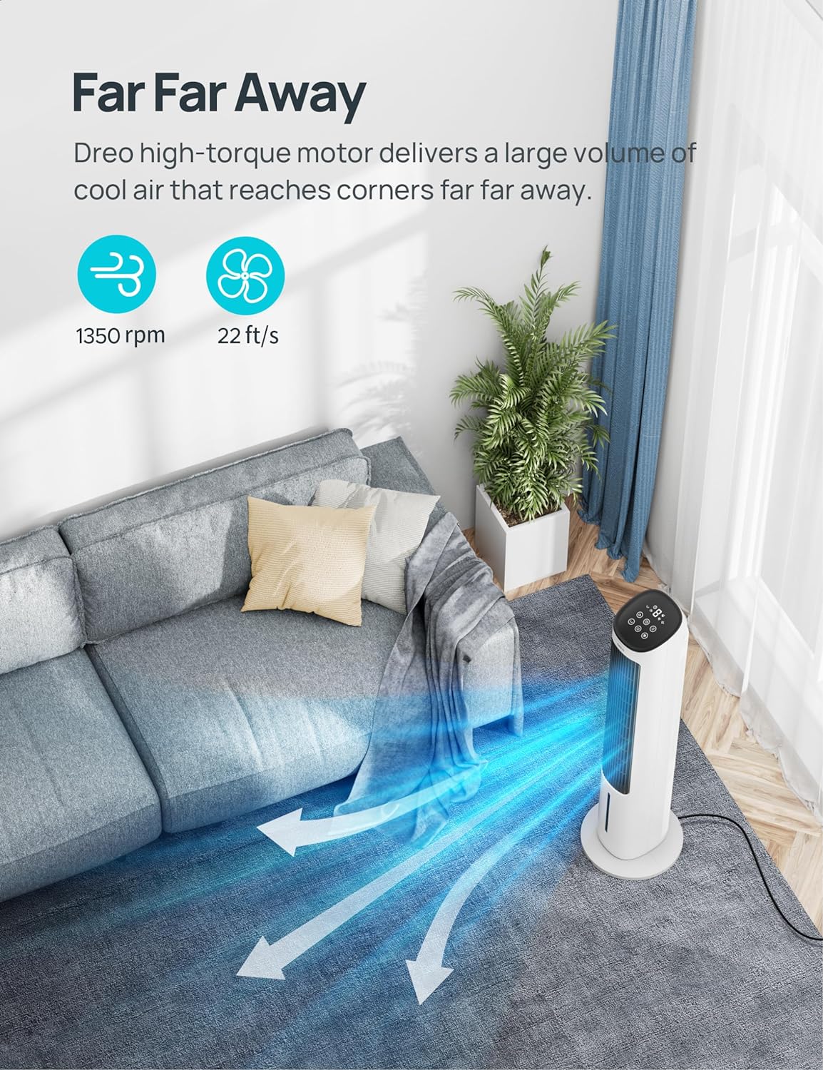 NEW - Dreo Cooling Fans That Blow Cold Air, 40" Evaporative Air Cooler, 2023 Upgrade Tower Fan for Bedroom with 80Â° Oscillating, Ice Packs, Remote Control, 3 Modes 4-Speed Quiet Floor Fan Home/Office - Retail $143