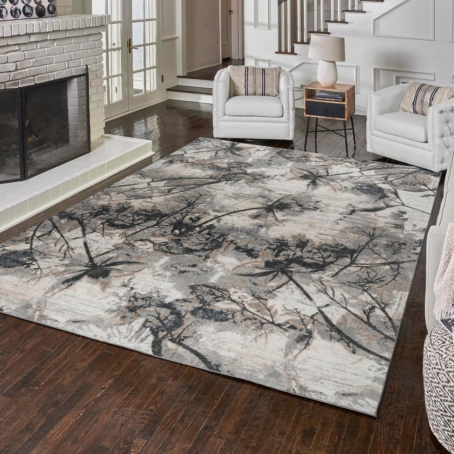 NEW - Gertmenian 6x9 Classic High Low Indoor Woven Area Rugs, Boho Abstract Home Decor, Carpet for Living Room Kitchen Bedroom Entryway Foyer, Medium, Robbia Gray, 25318 - Retail $152