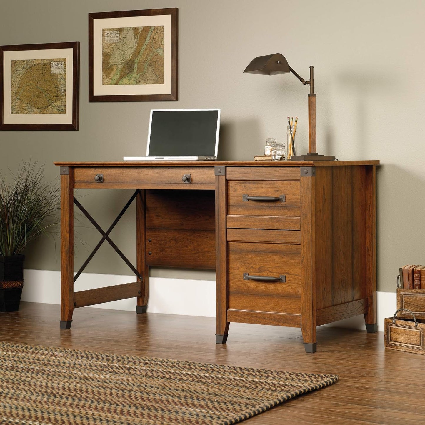 NEW - Sauder Carson Forge Desk, Washington Cherry finish - Retail $264