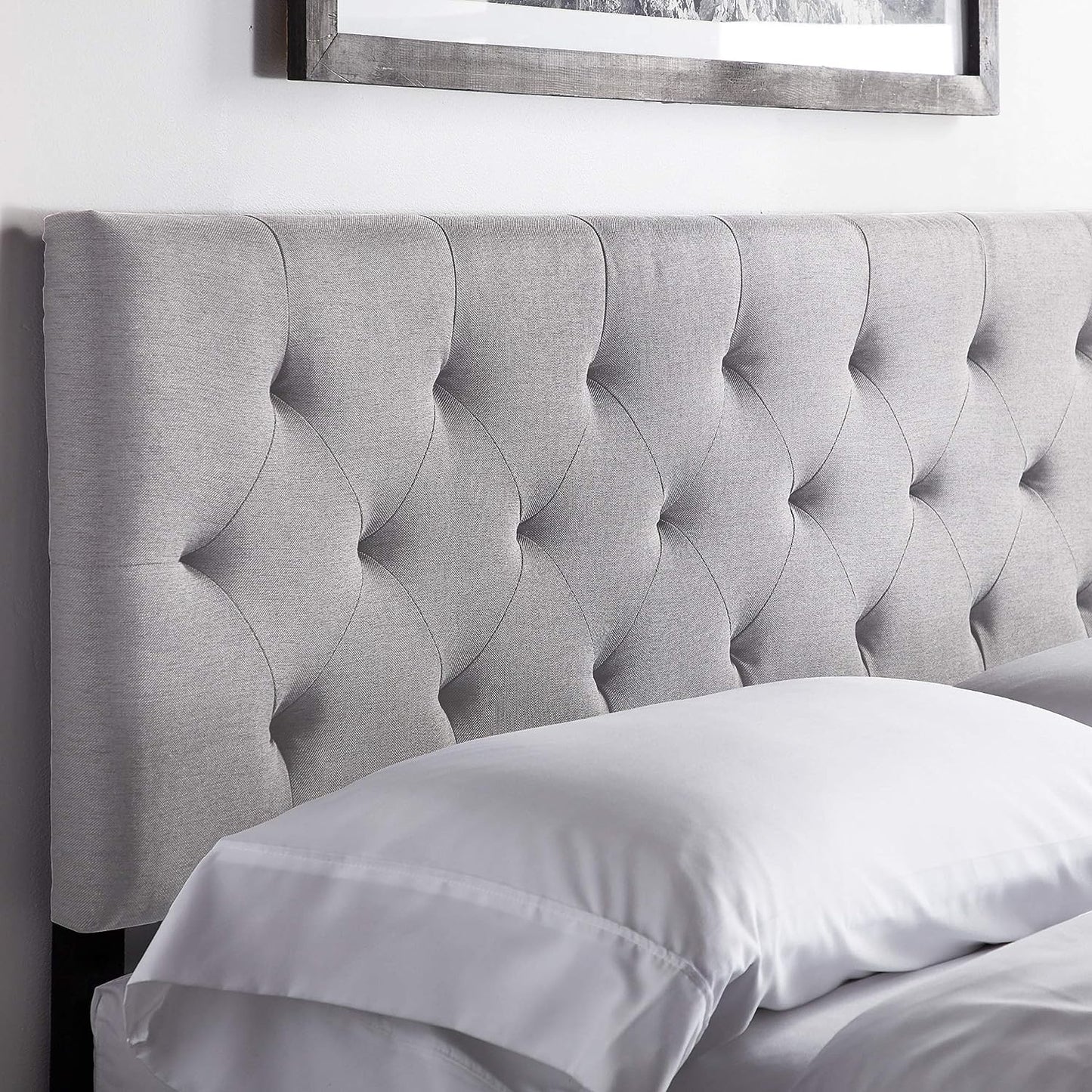 NEW - LUCID King/Cal King Mid-Rise Upholstered Polyester Headboard - Diamond Tufted - Retail $149