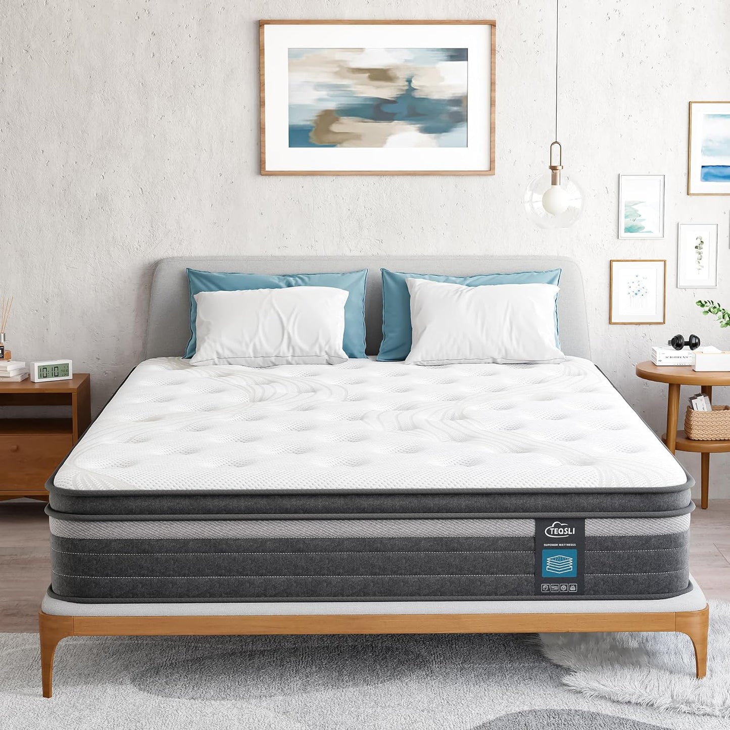 NEW - TeQsli FULL Mattress, 10 Inch Gel Memory Foam Hybrid Mattress F- Retail $20ull Size Pocket Springs Mattress with Motion Isolation & Pain Relief, Medium Firm Support, CertiPUR-US 2