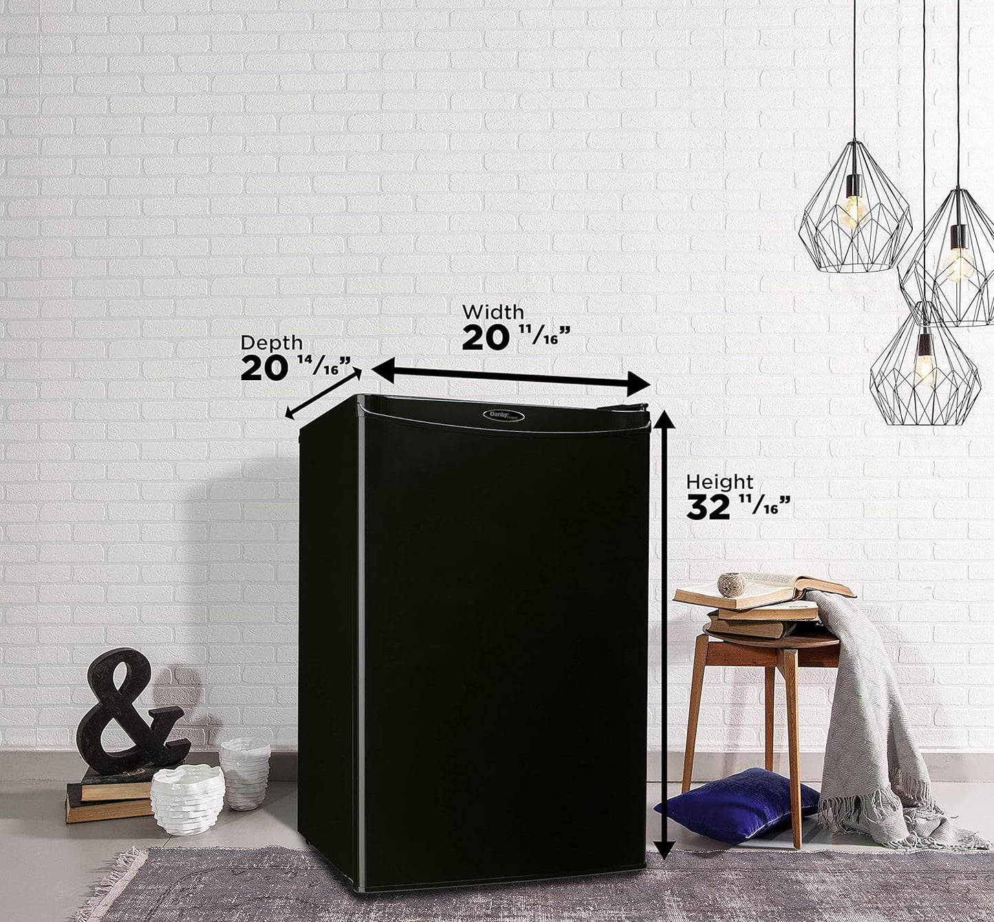 Danby Designer DAR044A4BDD-6 4.4 Cu.Ft. Mini Fridge, Compact Refrigerator for Bedroom, Living Room, Bar, Dorm, Kitchen, Office, E-Star in Black - Retail $299