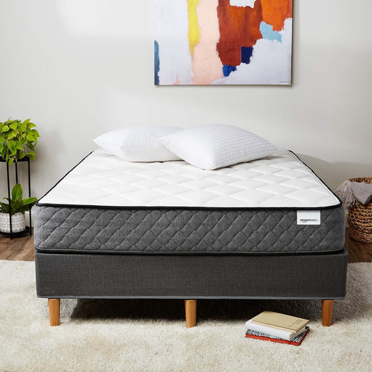 NEW - Amazon Basics FULL 10 Inch Hybrid Memory Foam Mattress, Medium Feel, Motion Isolation Springs, White/Gray - Retail $199