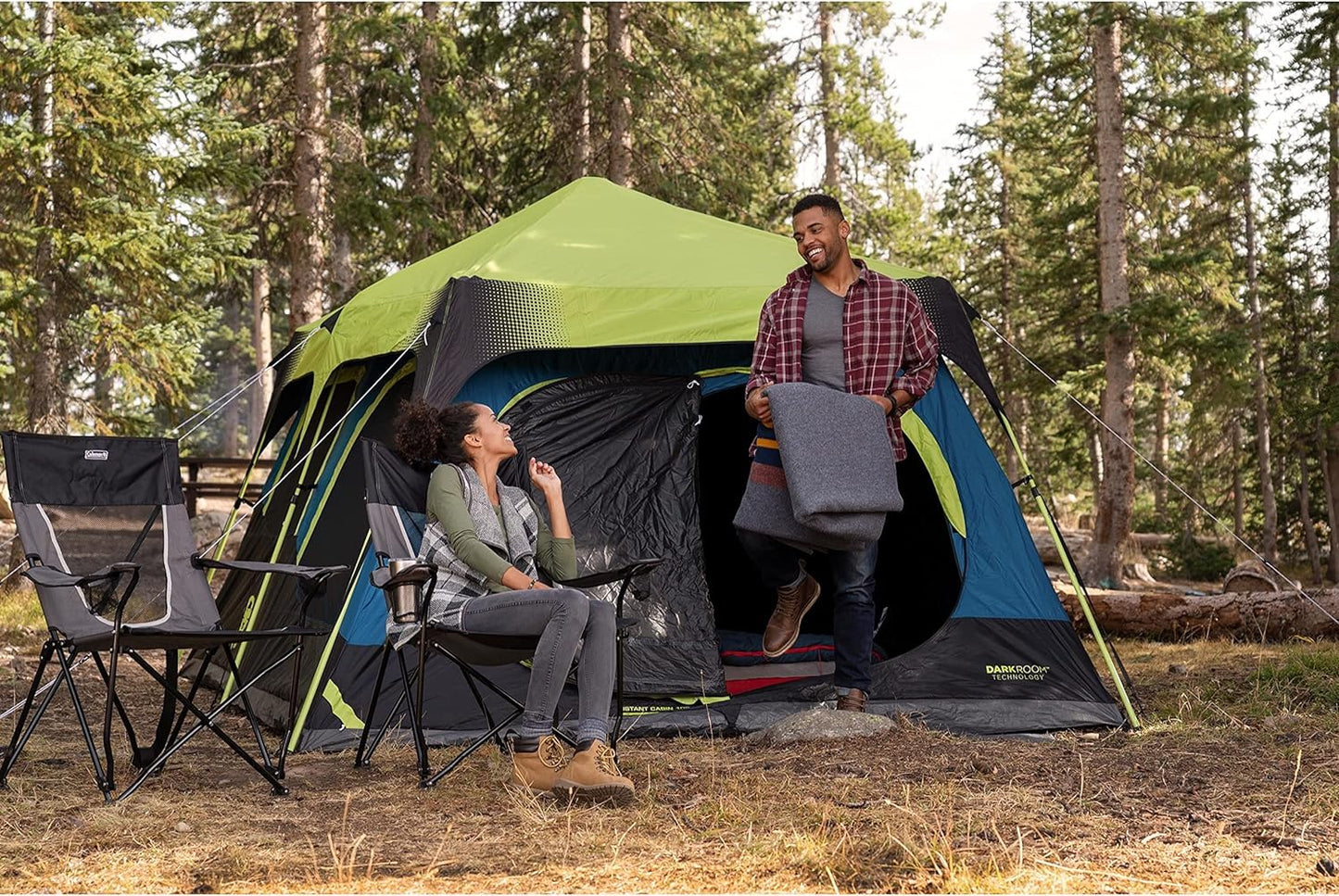 NEW - Coleman Camping Tent with Instant Setup, 10 Person Weatherproof Tent with Weathertec Technology, Double-Thick Fabric, and Included Carry Bag, Sets Up in 60 Seconds - Retail $329