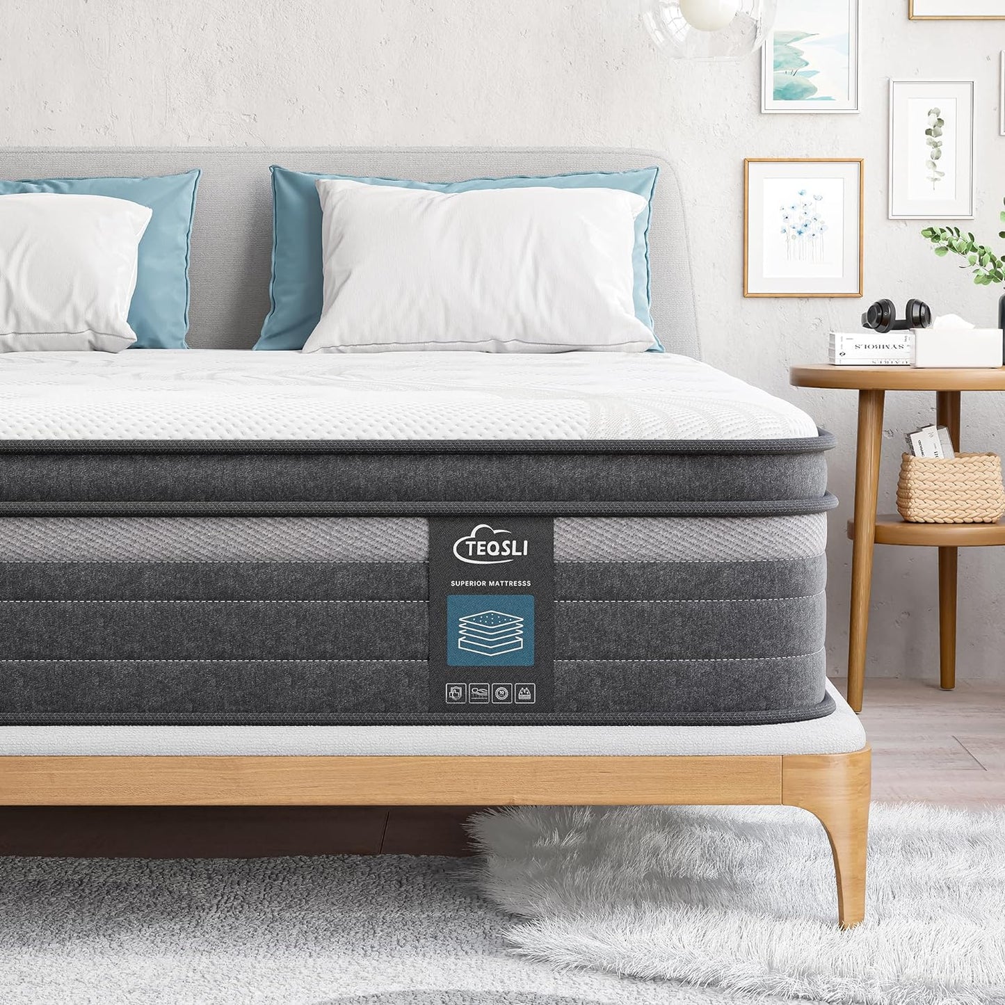 NEW - TeQsli FULL Mattress, 10 Inch Gel Memory Foam Hybrid Mattress F- Retail $20ull Size Pocket Springs Mattress with Motion Isolation & Pain Relief, Medium Firm Support, CertiPUR-US 2