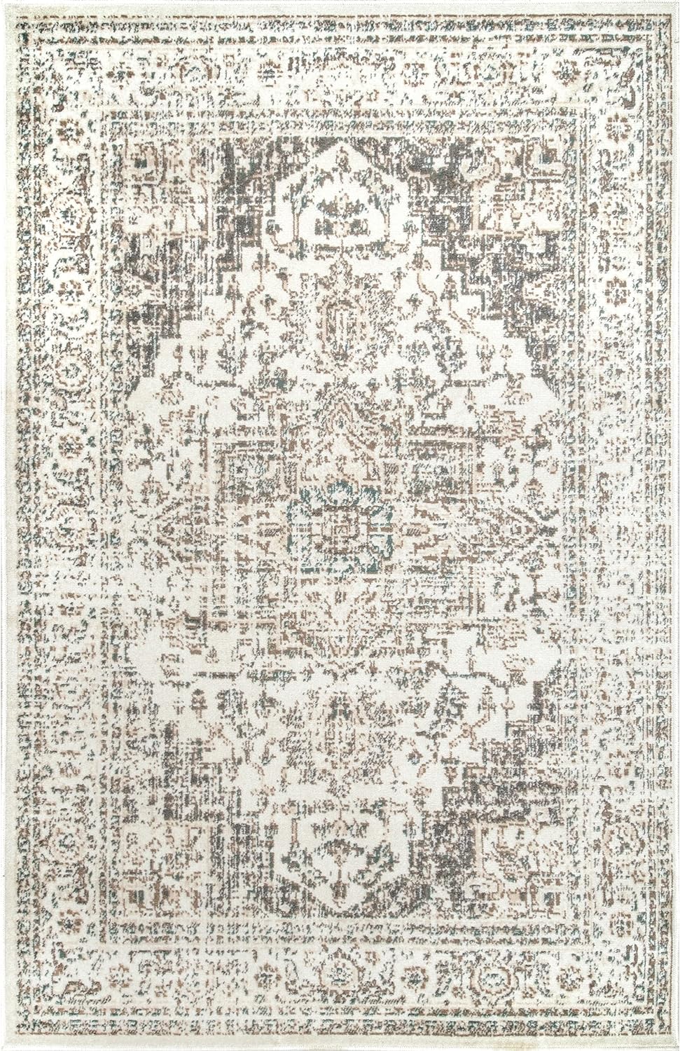 NEW - nuLOOM Tanith Vintage Medallion Area Rug, 9' x 12', Cream, Rectangular - Retail $104