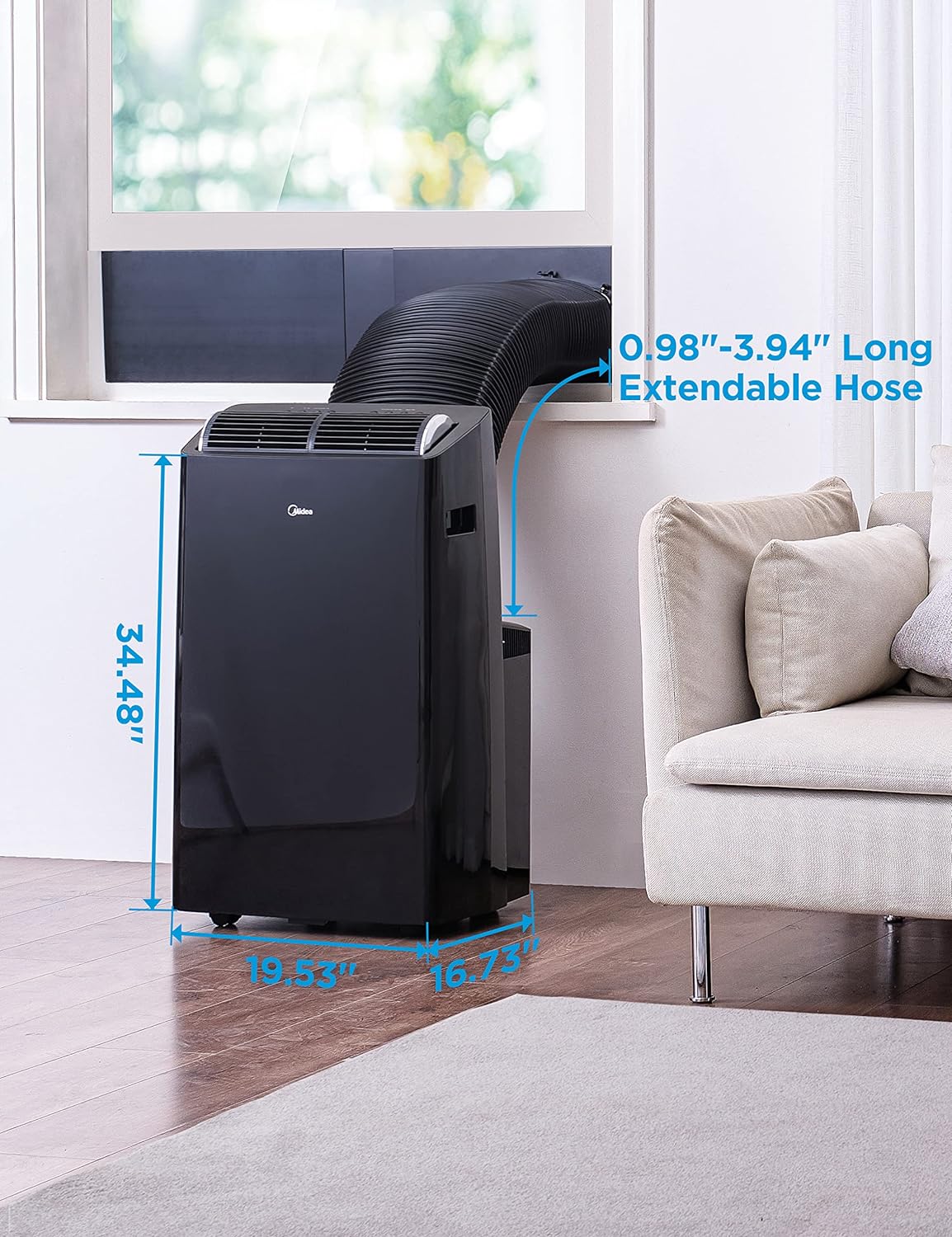 NEW - Midea Duo 14,000 BTU (12,000 BTU SACC) High Efficiency Inverter Ultra Quiet Portable Air Conditioner,with Heat up to 550 Sq. Ft., Works with Alexa/Google Assistant, with Remote Control & Window Kit - Retail $699