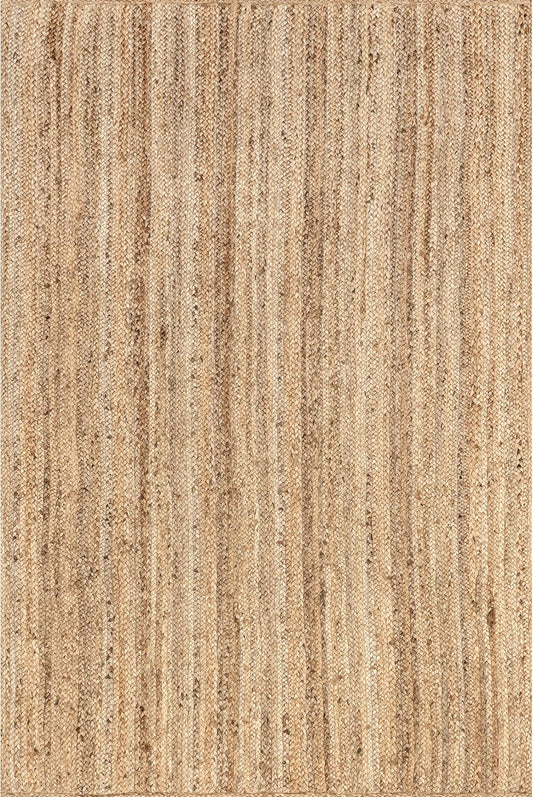 nuLOOM 6x9 Rigo Jute Hand Woven Area Rug, Natural, Solid Farmhouse Design, Natural Fiber, For Bedroom, Living Room, Dining Room, Hallway, Office, Kitchen, Entryway - Retail $84