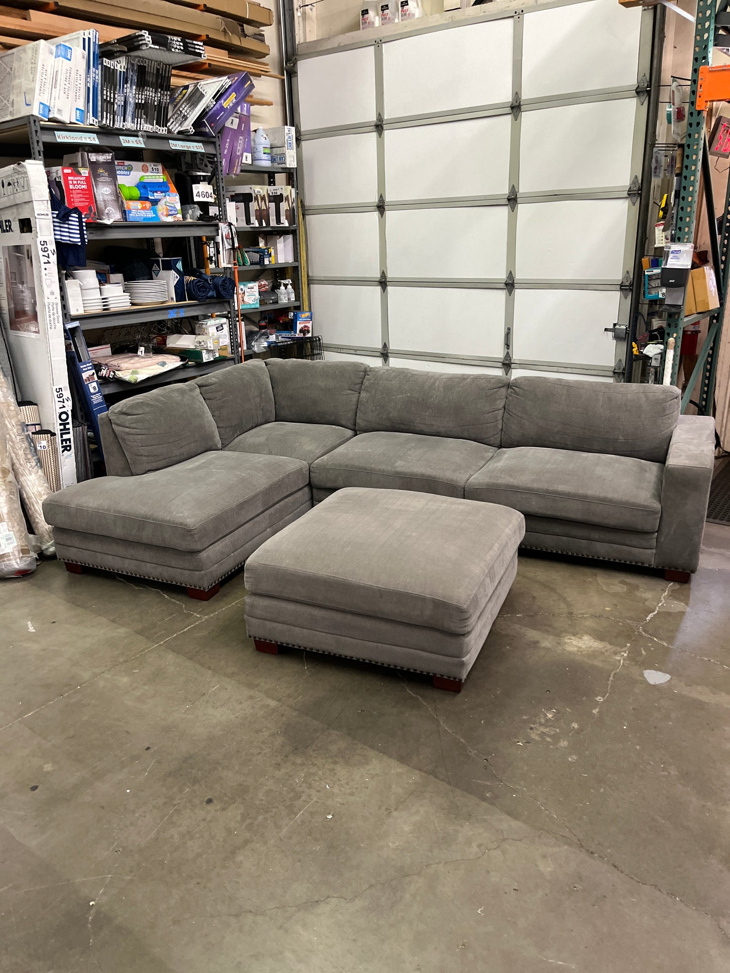 Costco - Penelope Fabric Sectional with Ottoman - Retail $1999