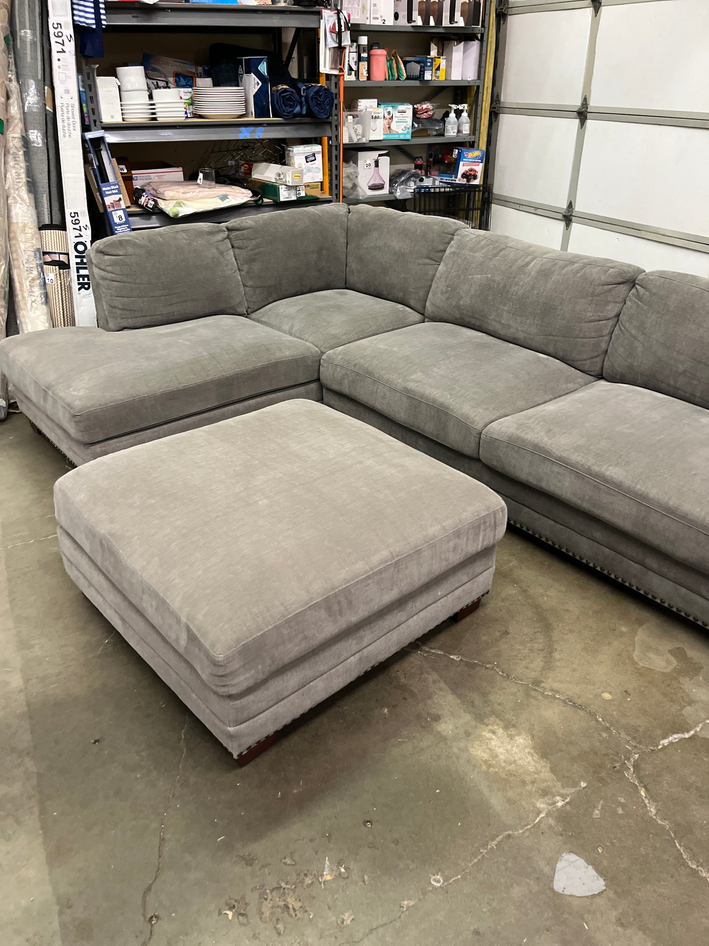 Costco - Penelope Fabric Sectional with Ottoman - Retail $1999