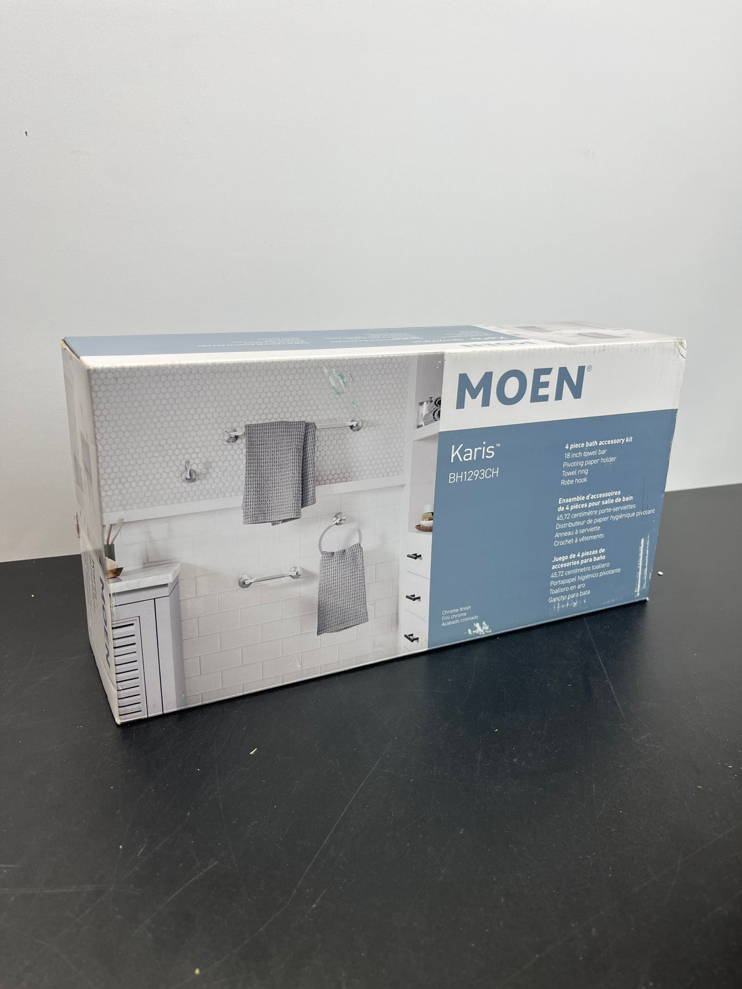 NEW - Moen Karis - Brushed Nickel 4-piece Bath Hardware Kit - Retail $39