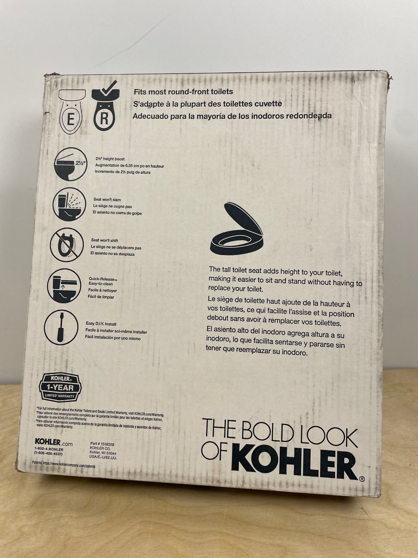 Kohler Border Elevated Quiet-close Toilet Seat - Retail $50