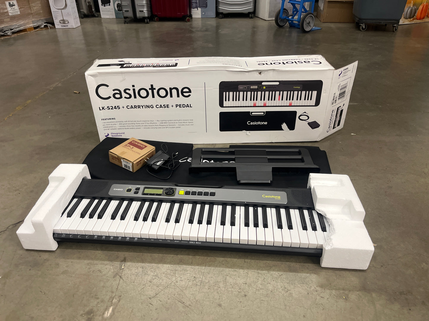 Casio Casiotone 61-Key Lighted Keyboard With Sustain Pedal, Protective Case Bundle - Retail $199