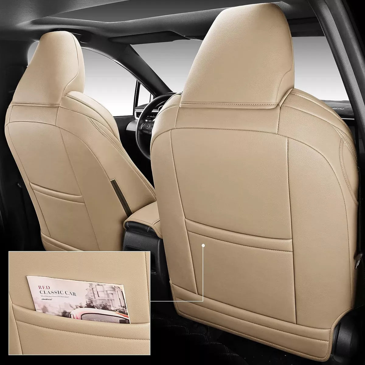 NEW - NS YOLO Full Coverage Faux Leather Custom Car Seat Covers Fit for Toyota Corolla (2020-2022 Corolla Hybrid, Beige) - Retail $229