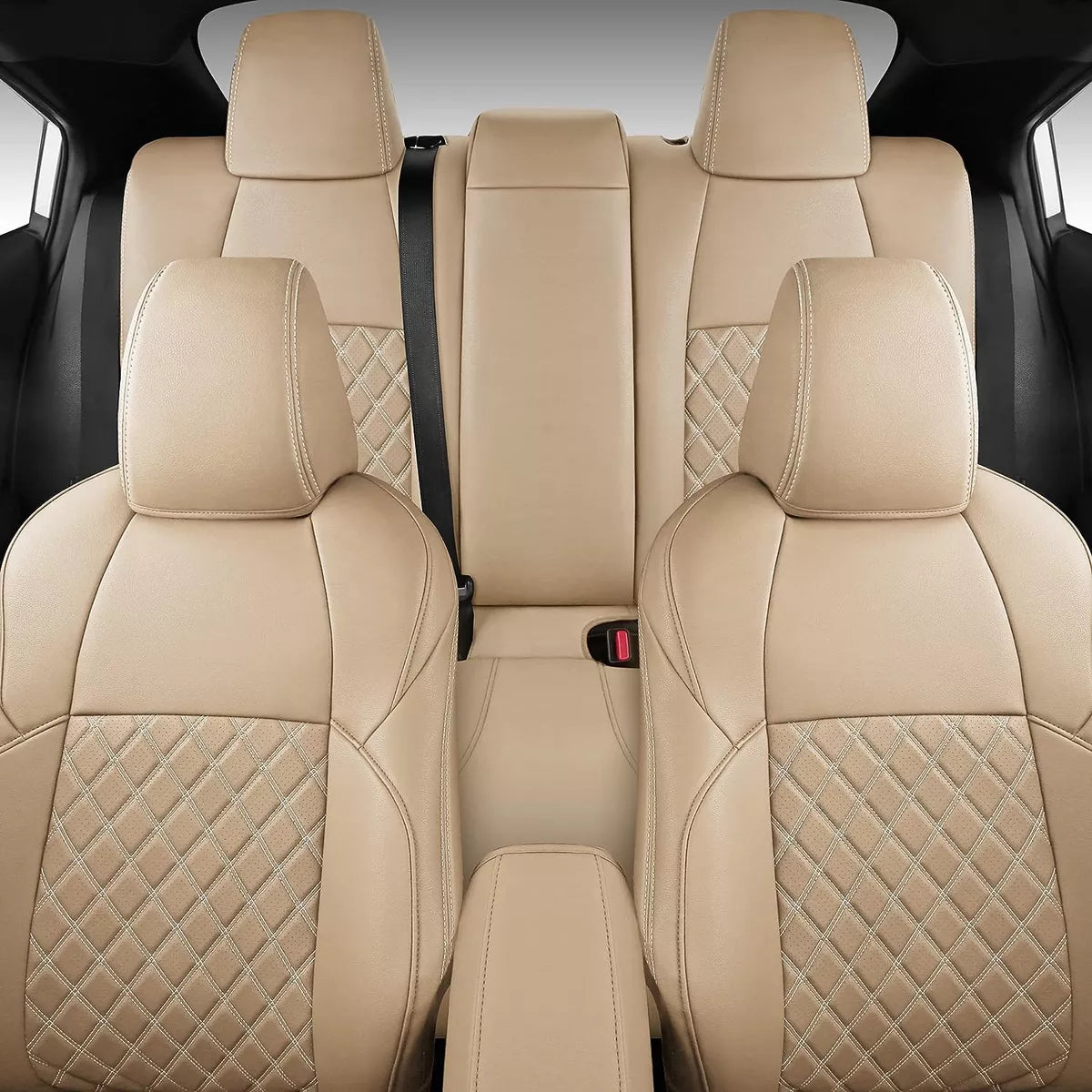 NEW - NS YOLO Full Coverage Faux Leather Custom Car Seat Covers Fit for Toyota Corolla (2020-2022 Corolla Hybrid, Beige) - Retail $229