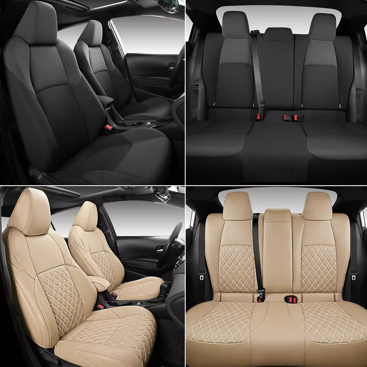 NEW - NS YOLO Full Coverage Faux Leather Custom Car Seat Covers Fit for Toyota Corolla (2020-2022 Corolla Hybrid, Beige) - Retail $229