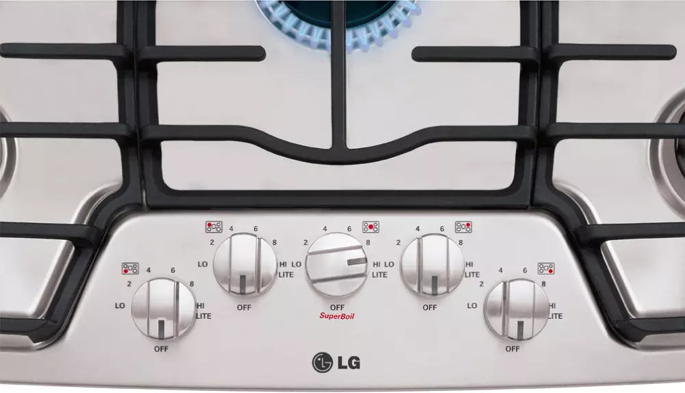 NEW - LG 36 in. Recessed Gas Cooktop in Stainless Steel w/5, Heavy Duty Cast Iron Grates - Retail $1259