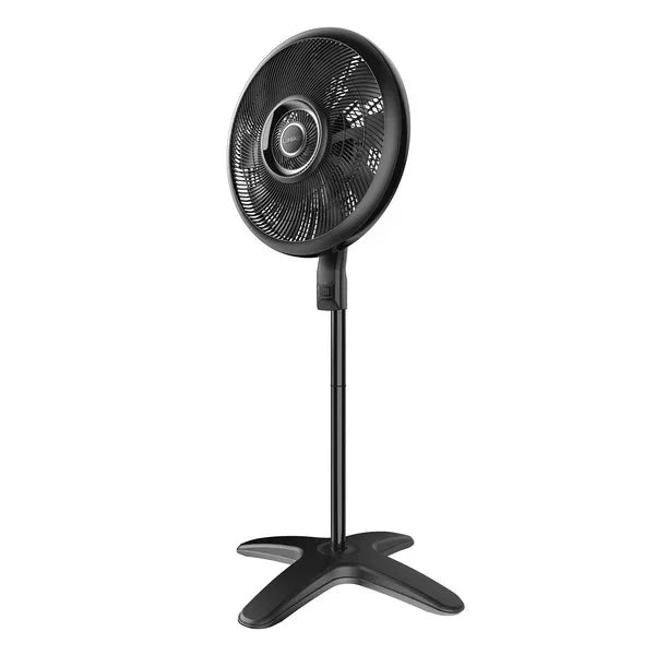 Lasko Oscillating Cyclone Pedestal Fan, Adjustable Height, Timer, Remote Control, 3 Speeds, for Bedroom, Living Room, Home Office, 18in, Black - Retail $44