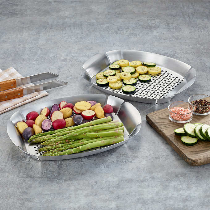 NEW - Costco - Linkfair Stainless Steel BBQ Baskets, 2-pack - Retail $19