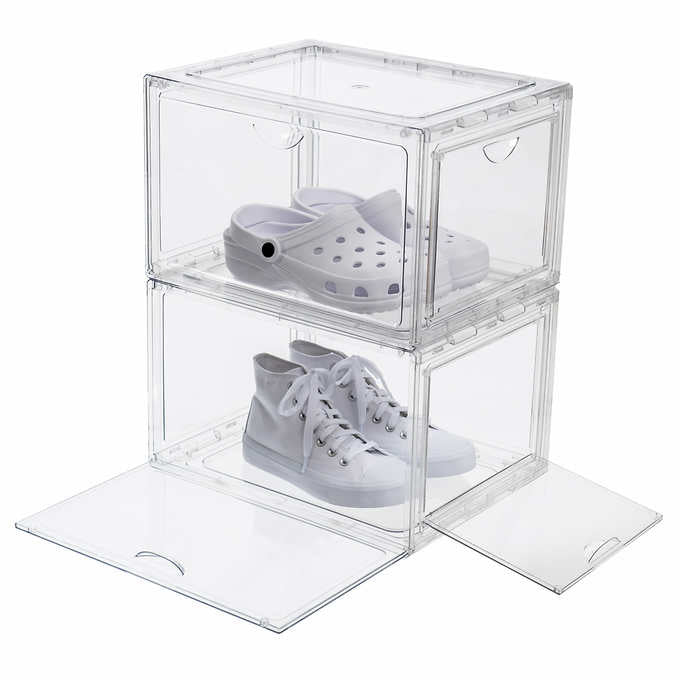 Stackable Shoebox & Organizer, 4-Pack - Retail $34