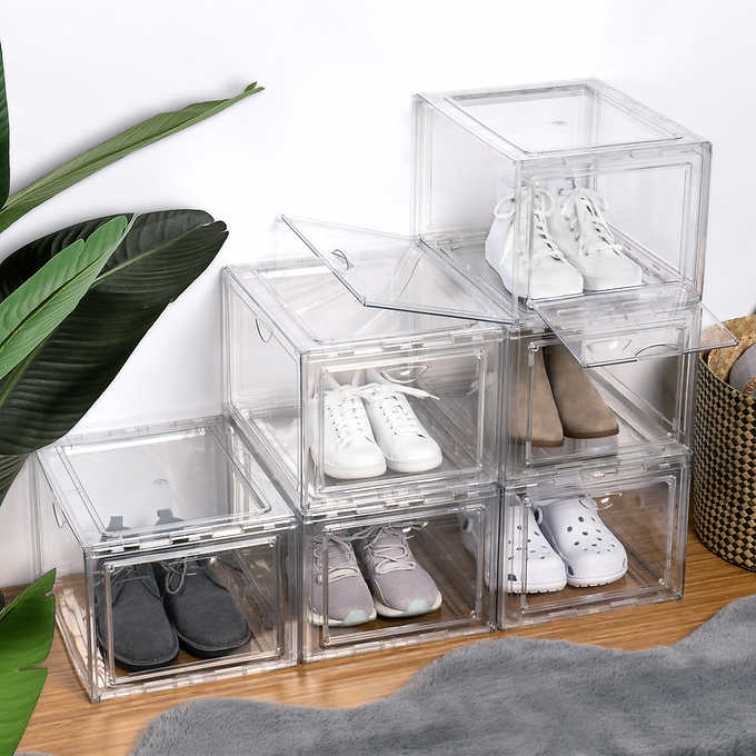 Stackable Shoebox & Organizer, 4-Pack - Retail $34